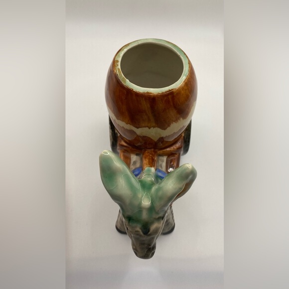 Occupied Japan Donkey with Barrel Indoor Planter, Mid Century Donkey Figurine - Picture 9 of 9